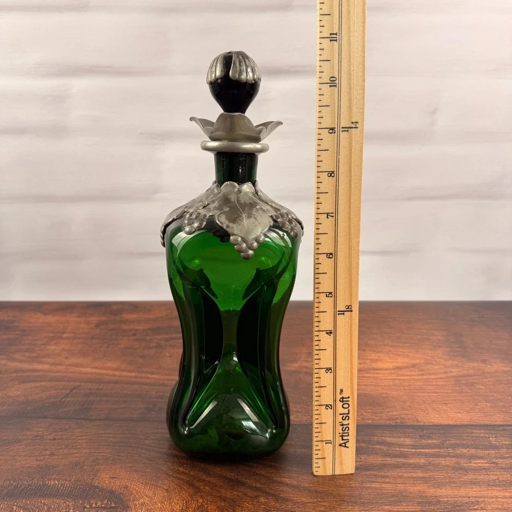 Holmegaard Jacob Bang Kluk Kluk Green Glass Decanter Pewter Grapes Denmark